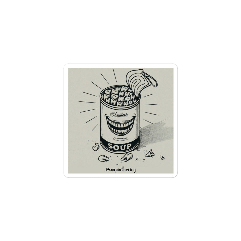 Can of teeth sticker